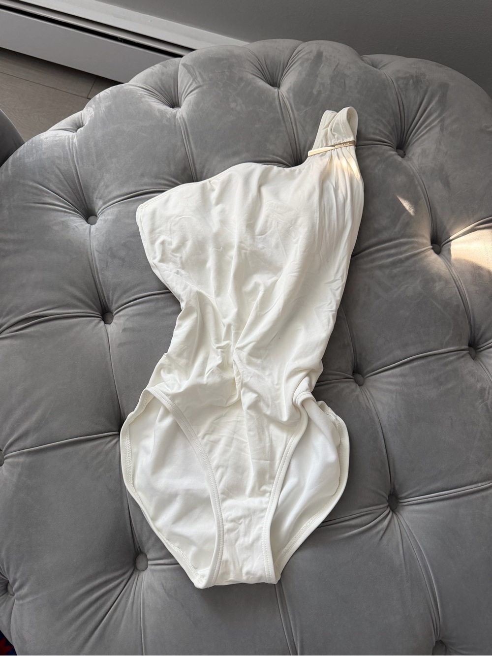 Michael Kors Cream One-Shoulder Bandeau Bodysuit